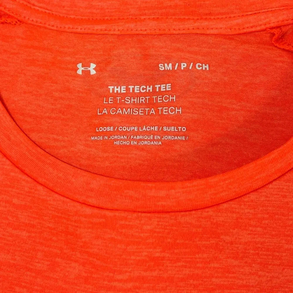 Under Armour Athleticwear Orange Logo Crew Neck T-Shirt Size S